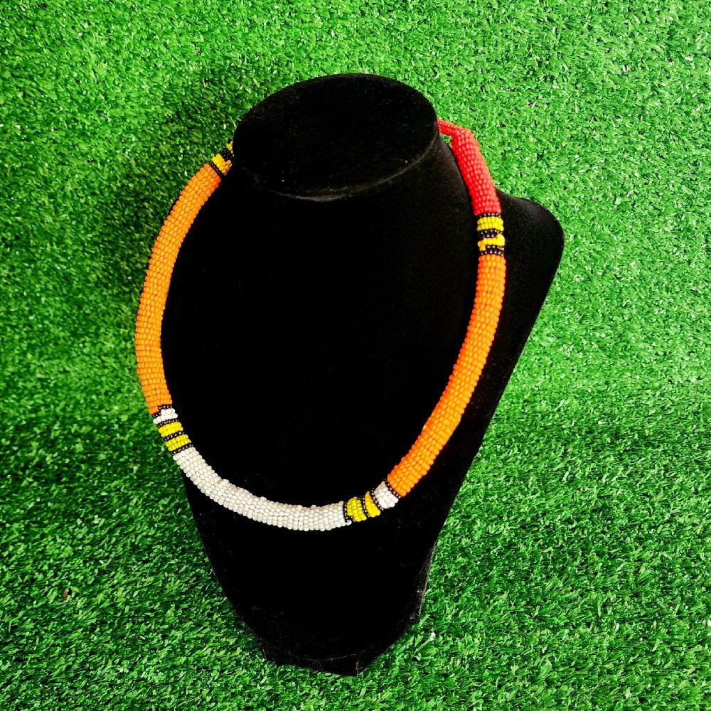 African Beaded Necklace, Beaded Rope Necklace, Beaded Necklace